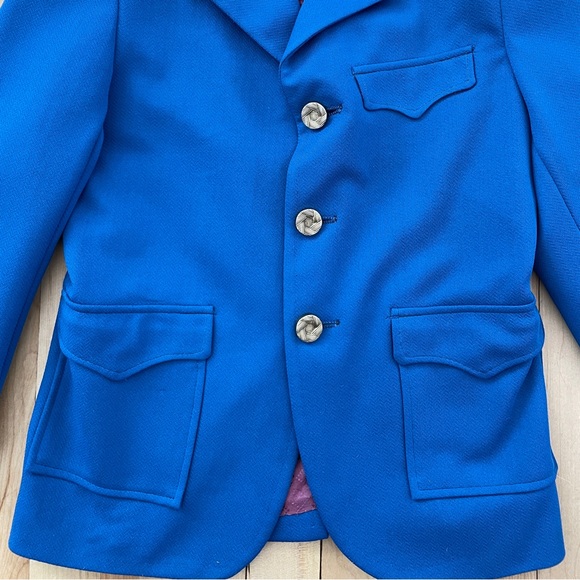 Vintage 1960s Kid Size Cobalt Blue Mod Blazer with Gold Buttons - Picture 5 of 13